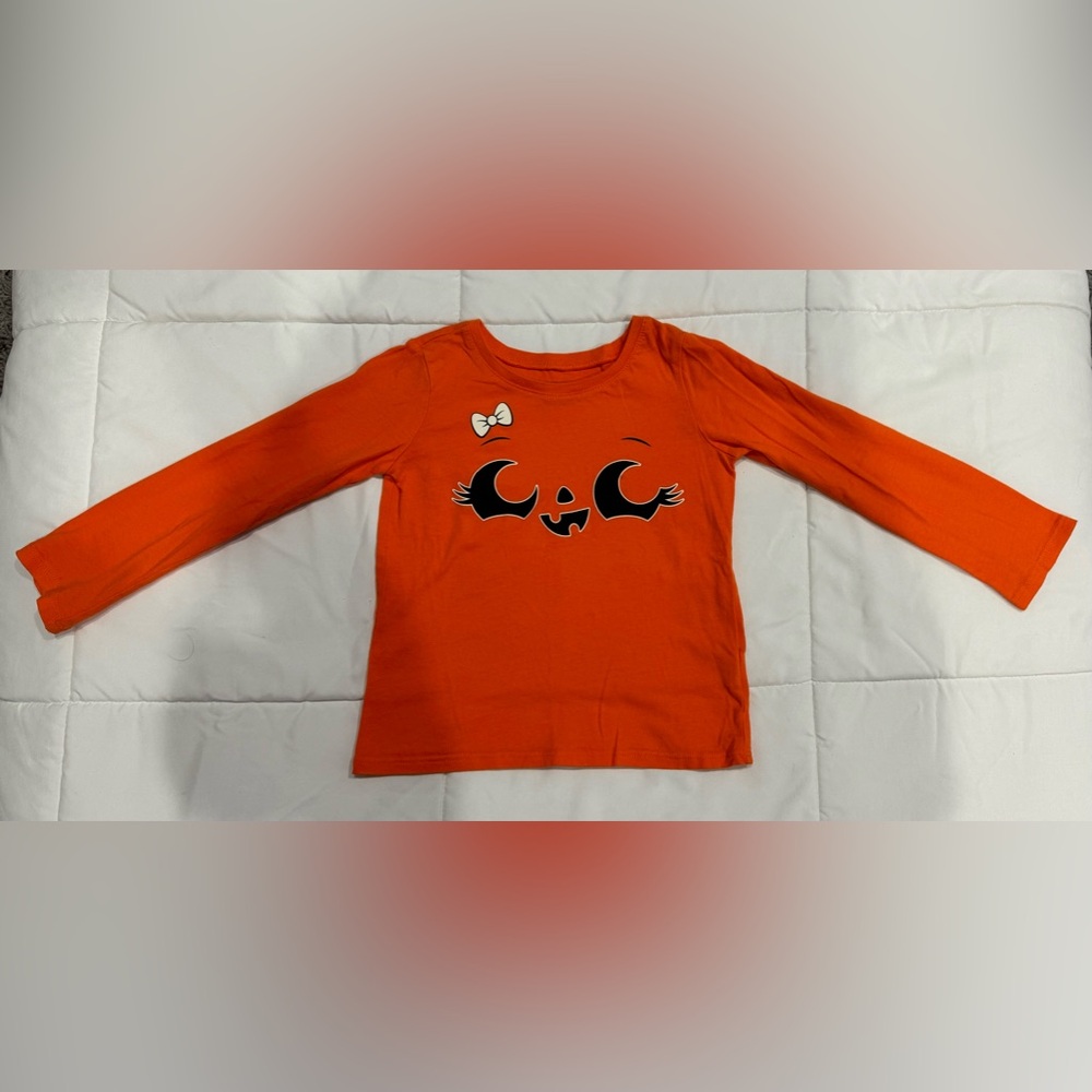 The Children’s Place Girls Long Sleeve Glow in Dark T-Shirt 4T Pumpkin Halloween
